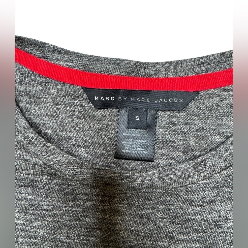 MARC BY MARC JACOBS Grey Short Sleeve Scoop Bottom Linen Tee Sz S - Picture 5 of 9